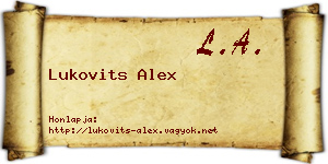 Lukovits Alex névjegykártya
